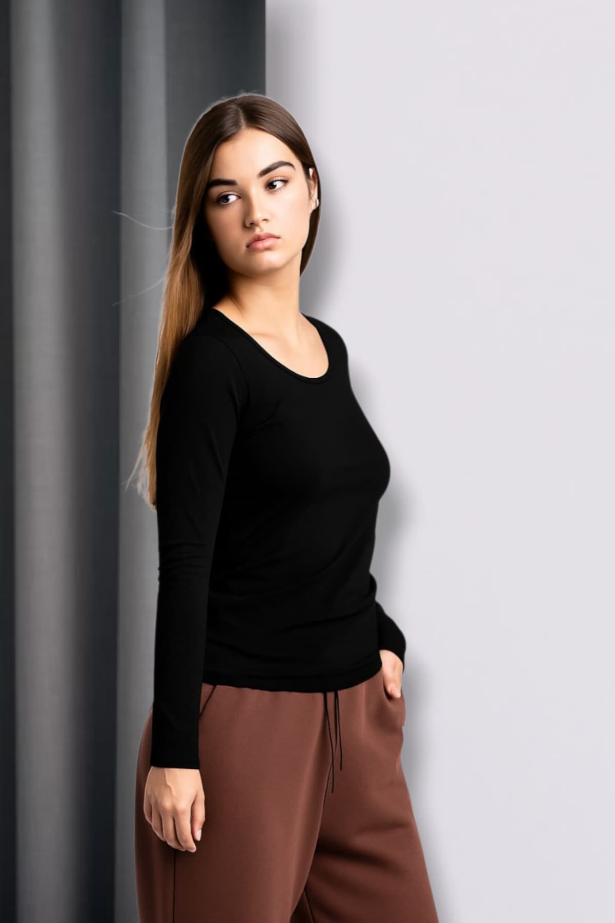 Camiseta en Negro - Algodon Lycra