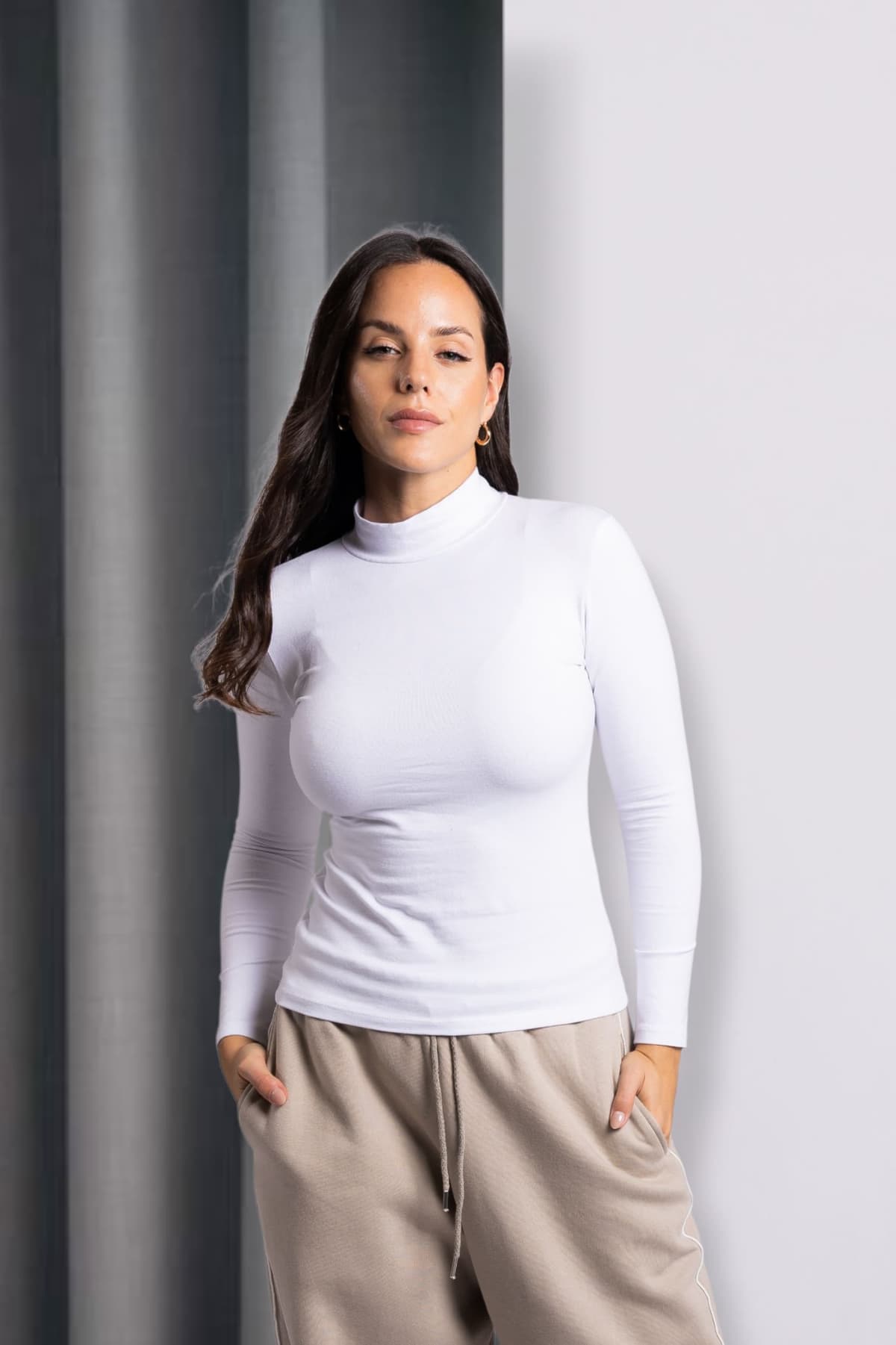 Pack x2 Media Polera en Blanco - Algodon Lycra