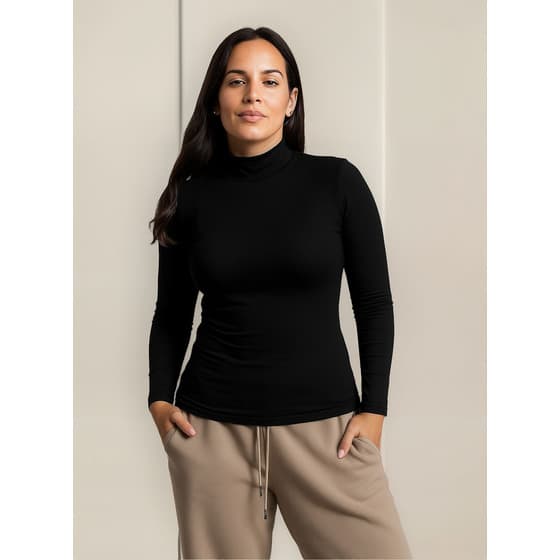 Pack X2 Media Polera En Algodon Lycra (NEGRO)