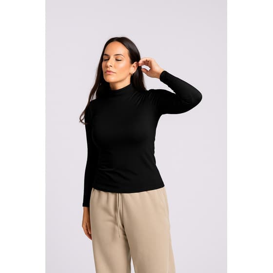 Media Polera En Algodon Lycra Premium (NEGRO)